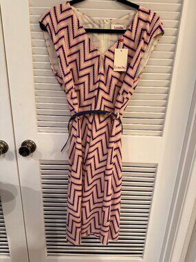 Louche Duchess Pixel Dress - Pink/White Size M (UK 12)